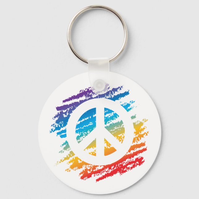 Rainbow Peace Symbol Nyckelring (Framsida)