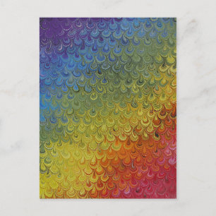 Rainbow Peacock målade Marble Papper Vykort