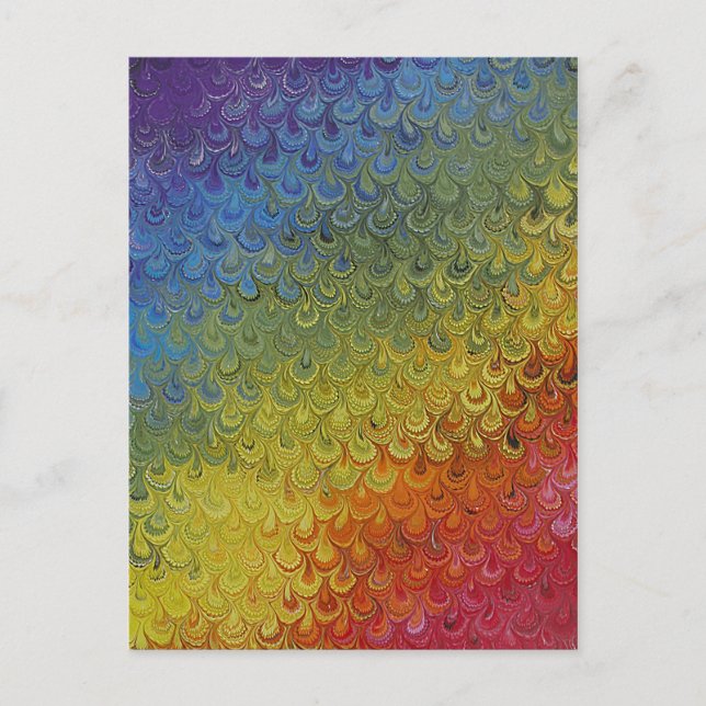 Rainbow Peacock målade Marble Papper Vykort (Framsida)
