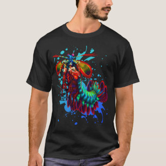 Rainbow Peacock Mantis Shrimp Blue Stänk T Shirt