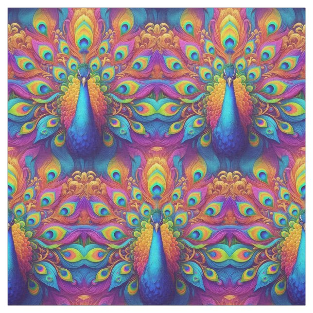 Rainbow Peacock Tyg (Provkarta)