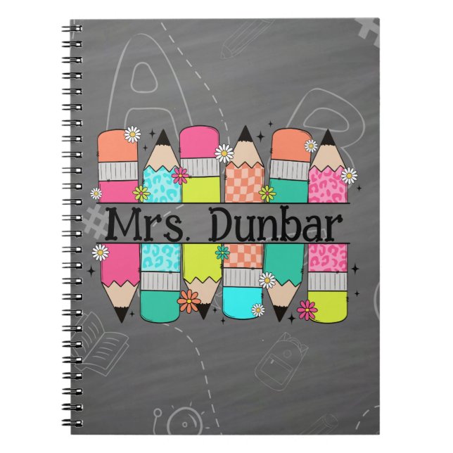 Rainbow Pencil Chalkboard Teacher Back to school Anteckningsbok (Framsidan)