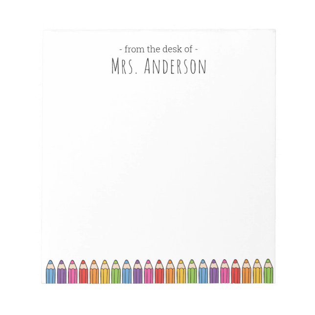 Rainbow Pencil Kindergarten Teacher Anteckningsblock (Framsida)