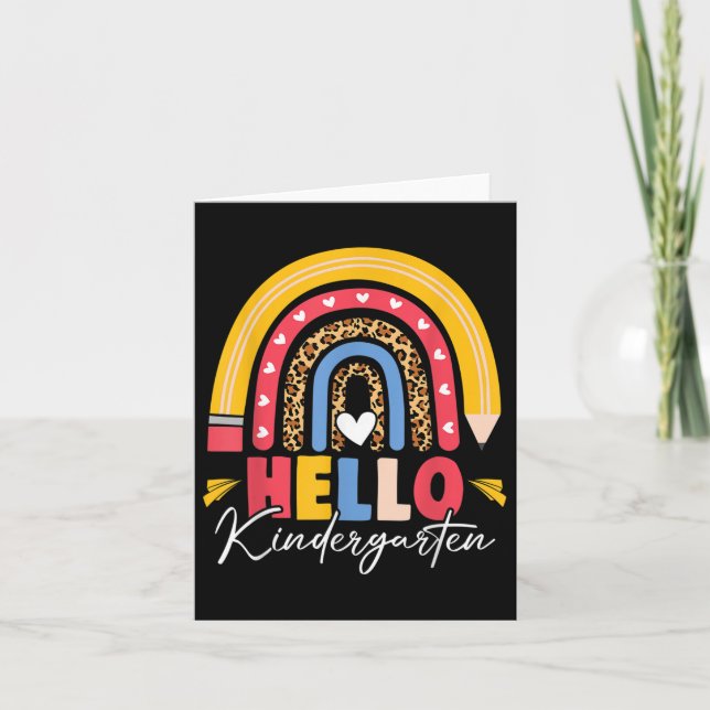 Rainbow Pencil Leopard Hej Kindergarten tillbaka t Kort (Framsida)