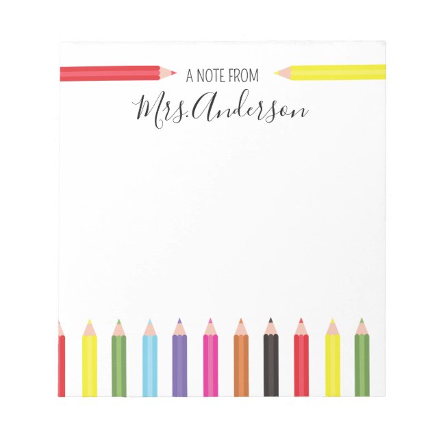 Rainbow Pencil Note från Läraren Anteckningsblock (Framsida)