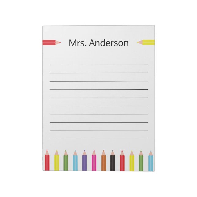 Rainbow Pencil Teacher Anteckningsblock (Roterad)