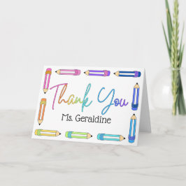 Rainbow Pencil Teacher - tack för ditt kort