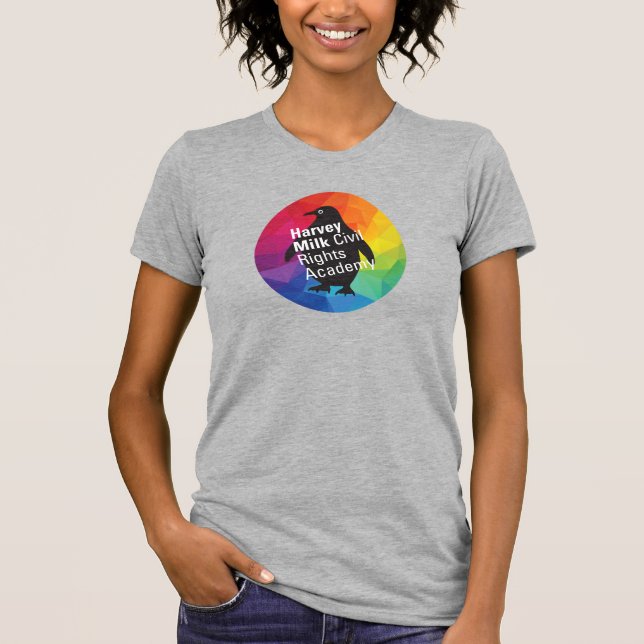 Rainbow Penguin - Vuxen Slim Fit, Grått T Shirt (Framsida)