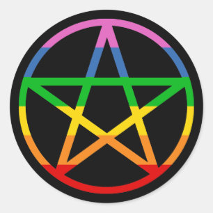 Rainbow Pentacle Runt Klistermärke