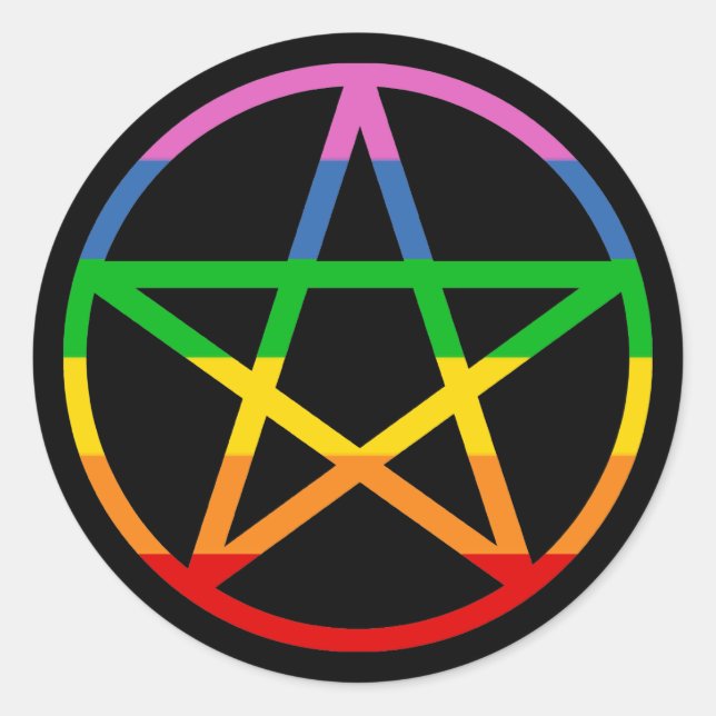 Rainbow Pentacle Runt Klistermärke (Framsida)