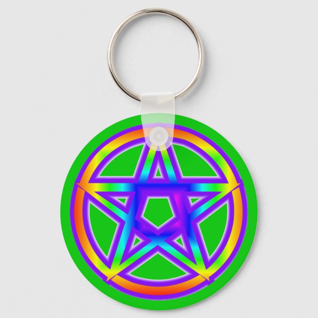 Rainbow Pentagram Keychain Nyckelring (Framsida)