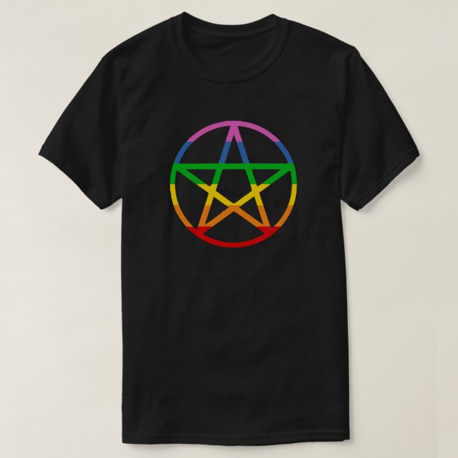RAINBOW PENTAGRAM PAGAN-PRIDE T-SHIRT (Design framsida)