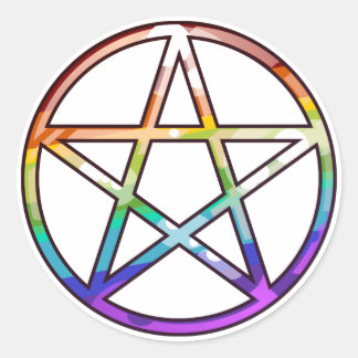 Rainbow Pentagram Sticker Runt Klistermärke