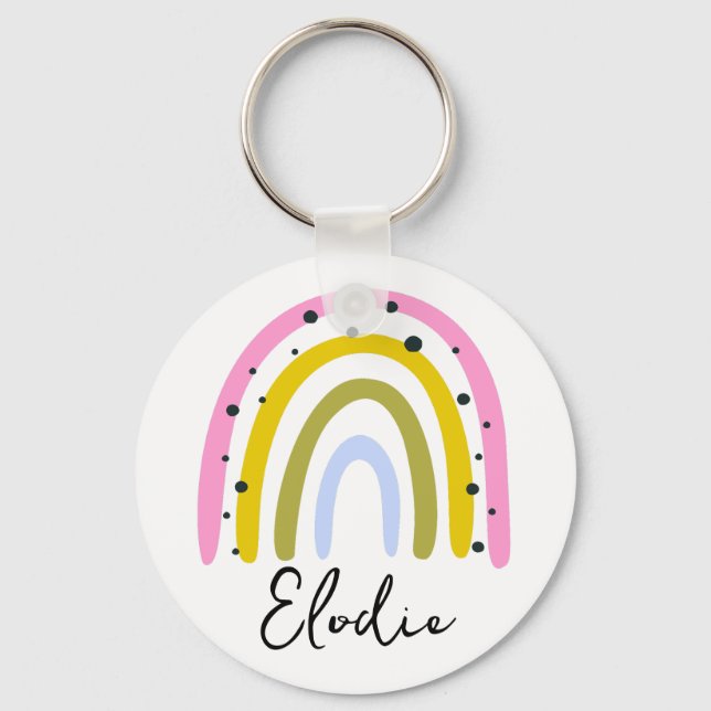 Rainbow Personalized Name Keychain Custom Gift Nyckelring (Framsida)