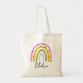Rainbow Personalized Name Tote Bag Custom Gift Tygkasse