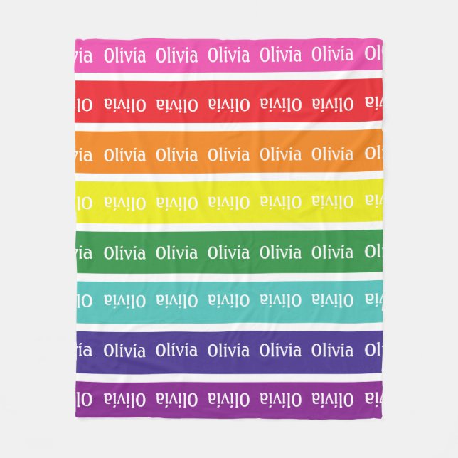 Rainbow Personlig Kids Namn Blanket Gift Fleecefilt (Framsidan)