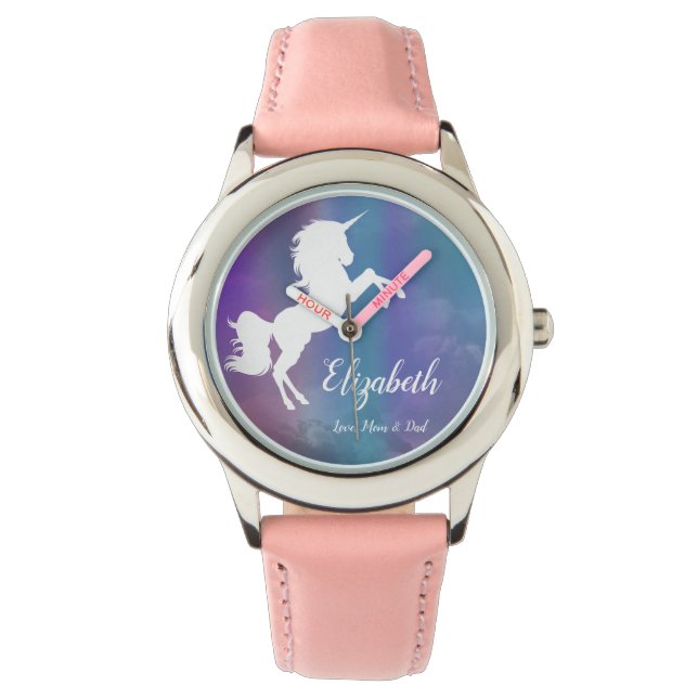 Rainbow Personlig Magic Unicorn Birthday Armbandsur (Framsida)
