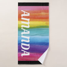 Rainbow Personlig Namn Bath Towel