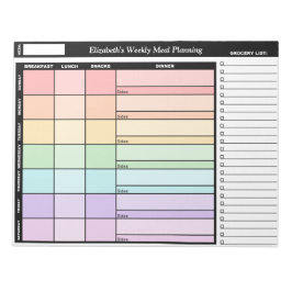 Rainbow Personlig Weekly Meal Planning Antecknings Anteckningsblock