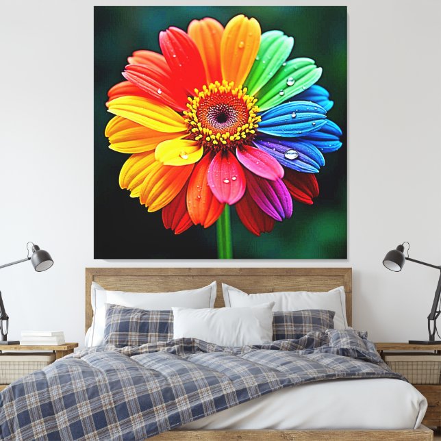 Rainbow Petal Flower Art Canvastryck (Insitu (sovrum))
