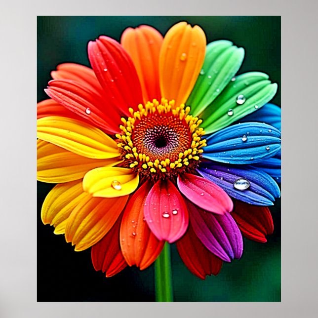 Rainbow Petal Flower Art Poster (Framsidan)