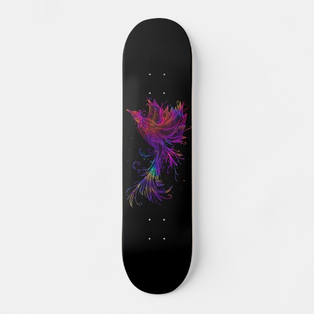 Rainbow Phoenix Bird Mini Skateboard Bräda 18,5 Cm (Framsida)
