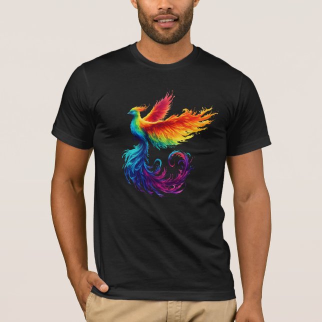 Rainbow Phoenix Stigning med Pride LGBTQ Bird T Shirt (Framsida)