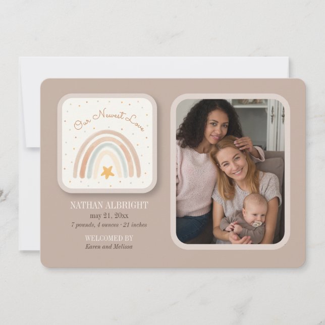 Rainbow Photo Birth Notice Inbjudningar (Framsida)