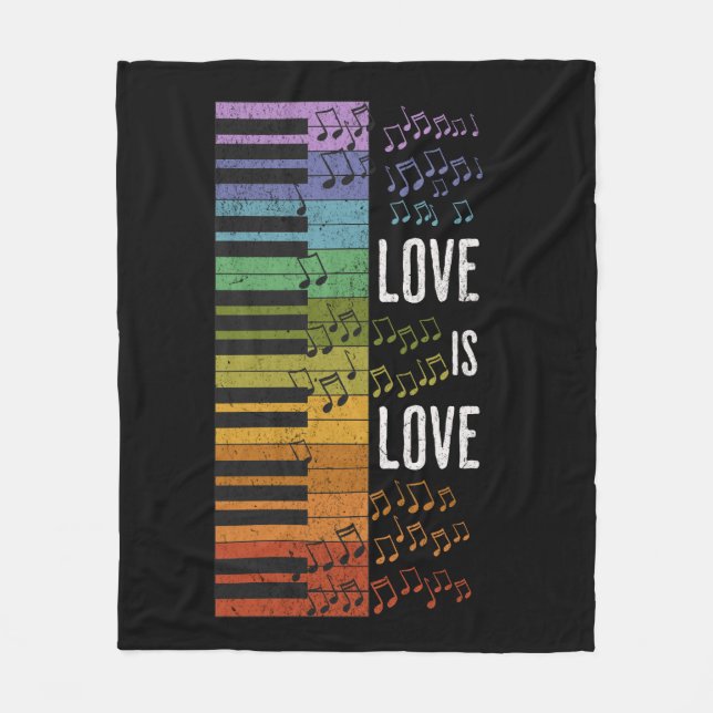 Rainbow piano fleecefilt (Framsidan)