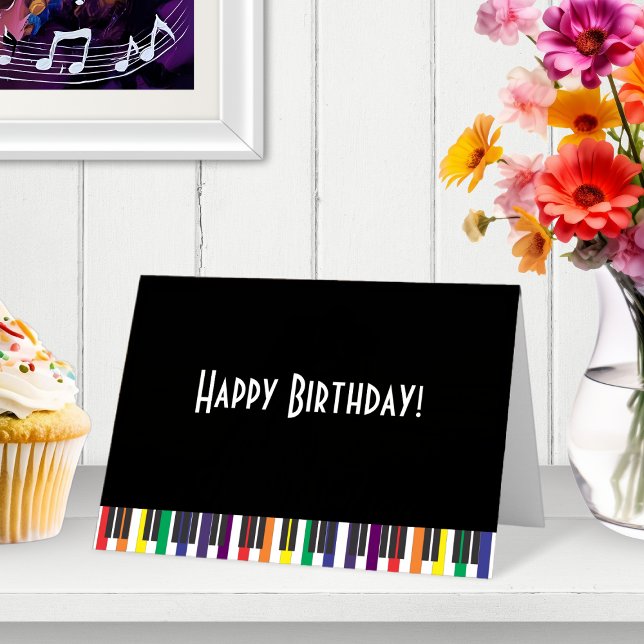 Rainbow Piano Nycklar Birthday Kort (Rainbow Piano Keys Personalized Birthday Card)