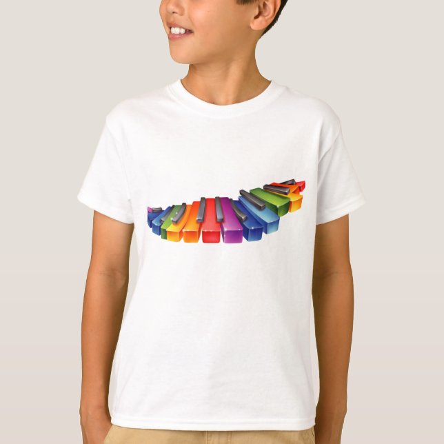Rainbow Piano Nycklar T-Shirt (Framsida)