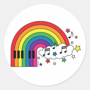 Rainbow Piano Runt Klistermärke
