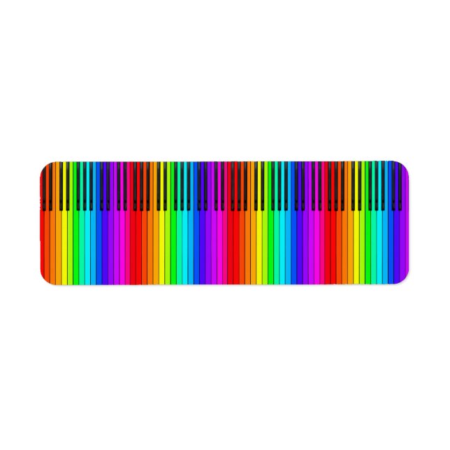 Rainbow Piano Tangentbord-etiketter Returadress Etikett (Framsidan)