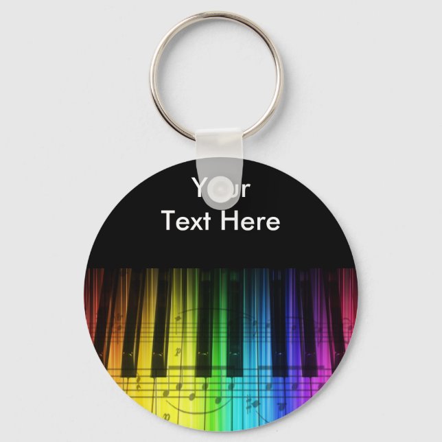 Rainbow Piano Tangentbord och Notes Nyckelring (Framsida)