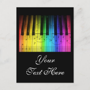 Rainbow Piano Tangentbord och Notes Vykort