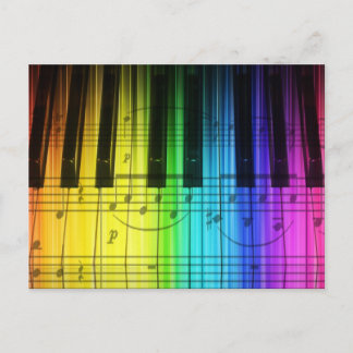 Rainbow Piano Tangentbord och Notes Vykort