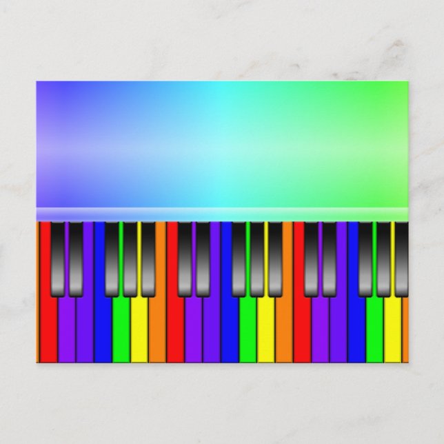 Rainbow Piano Tangentbord Vykort (Framsida)