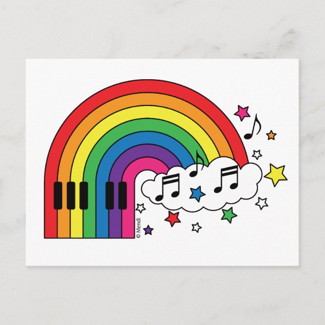 Rainbow Piano Vykort (Framsida)