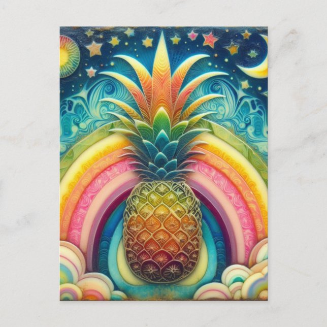 Rainbow Pineapple Vykort (Framsida)