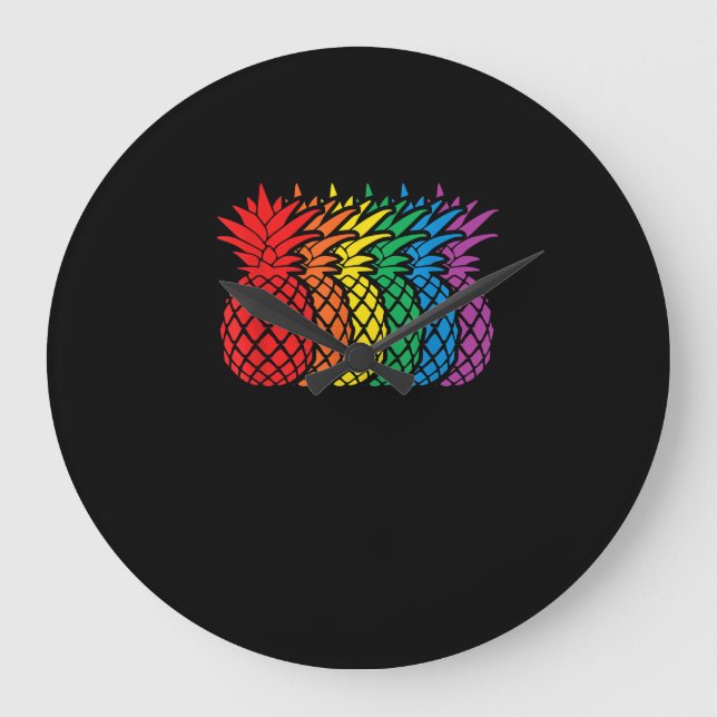 Rainbow Pineapples Aloha Hawaiian Gay pride Month Stor Klocka (Framsida)