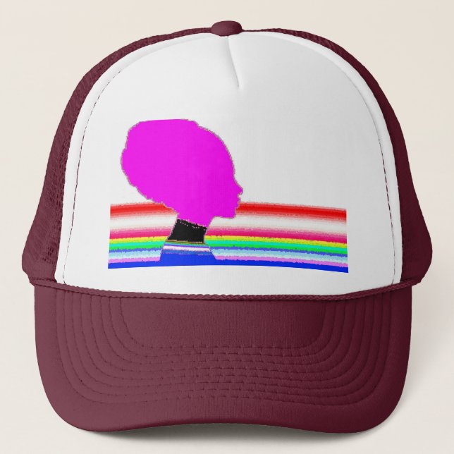 Rainbow Pink Profile – Pop Art Trucker Cap Keps (Framsida)