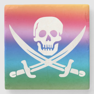 Rainbow Pirat Jolly Roger Stone Underlägg