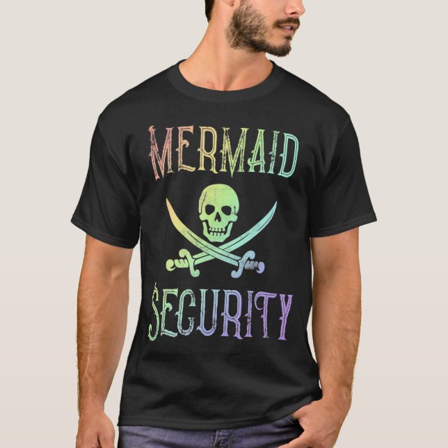 Rainbow Pirat Sjöjungfru Security Halloween Costum T Shirt (Framsida)