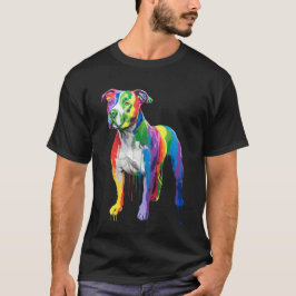 Rainbow Pit Bull Art - Vibrant Artistic Hund älska T Shirt