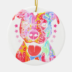 Rainbow Pitbull Julgransprydnad Keramik