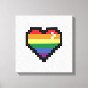 Rainbow Pixel Heart Canvastryck