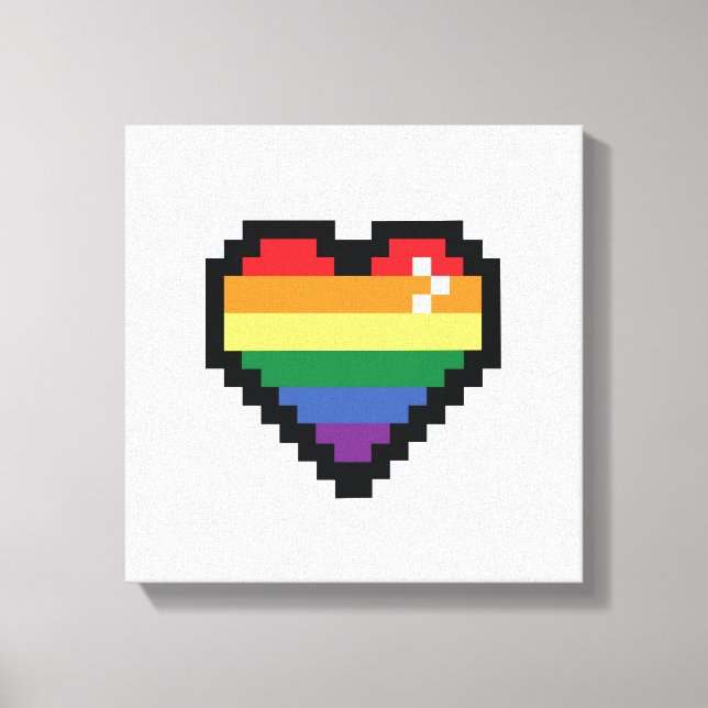 Rainbow Pixel Heart Canvastryck (Framsida)