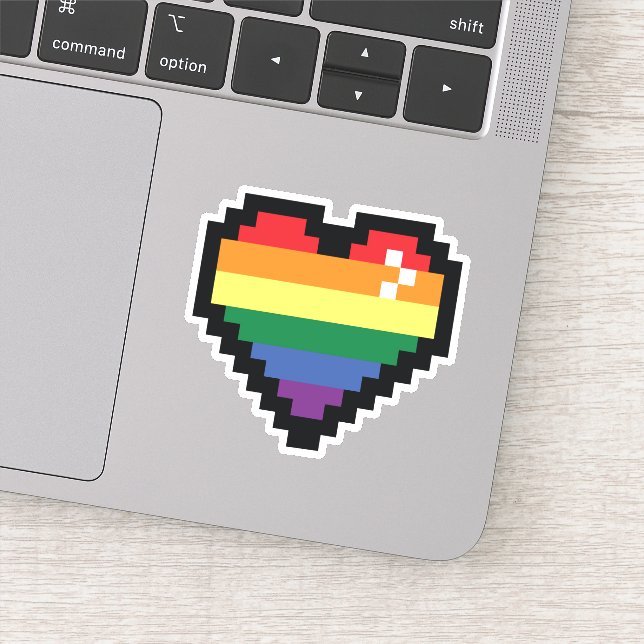 Rainbow Pixel Heart Klistermärken (Detalj)