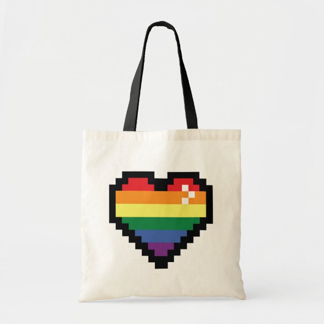 Rainbow Pixel Heart Tygkasse (Framsidan)