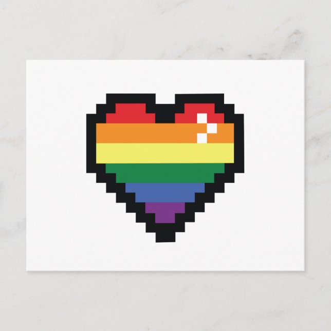 Rainbow Pixel Heart Vykort (Framsida)